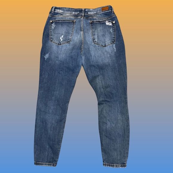 Plus Size Judy Blue Leopard Patch High Waist Ankle Crop Skinny Fit Jeans Size 18 - Picture 3 of 5